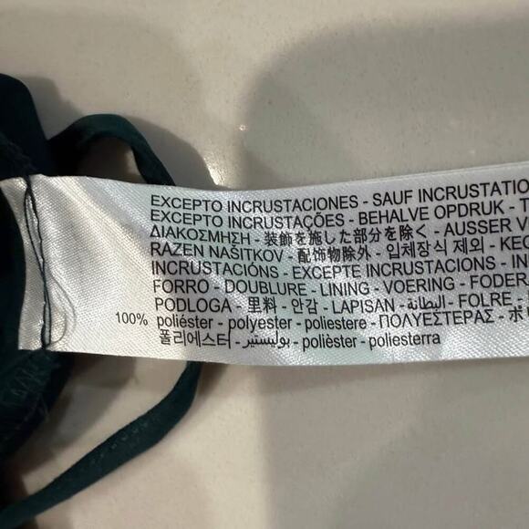 Zara NWT Satin Lace Asymmetrical Midi Slip Dress Womens Medium EmeraldGreen Sexy - Picture 10 of 10